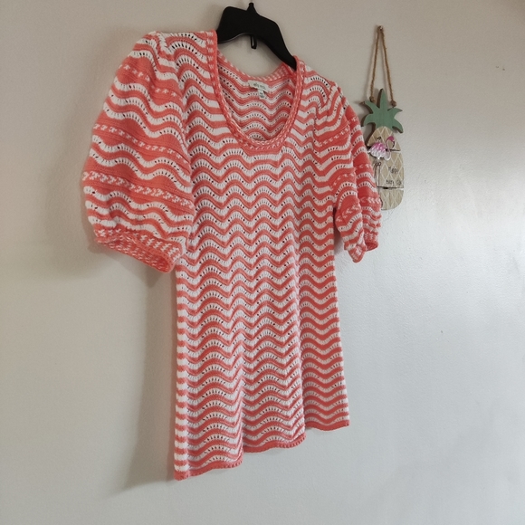 5/$25 Ella Moss Puffed Short Sleeve Sweater Top Size M - Picture 9 of 15